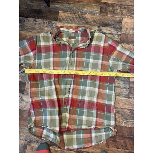 Men’s 2XLT Tall Plaid Button Down Shirt Short Sleeve Olive Red Casual 2XL Tall - Picture 5 of 5
